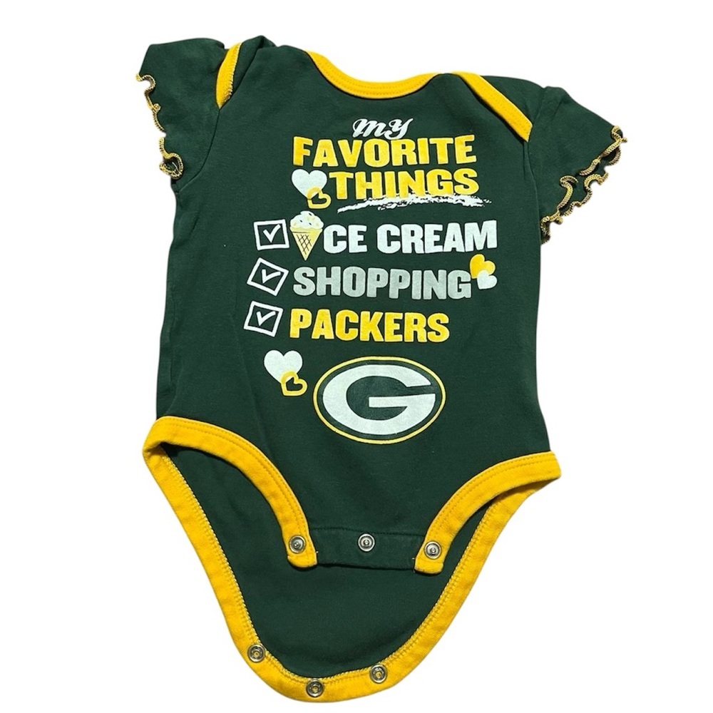 Green Bay Packers Baby Onesie Size 0-3 Months Newborn Football NFL Bodysuit